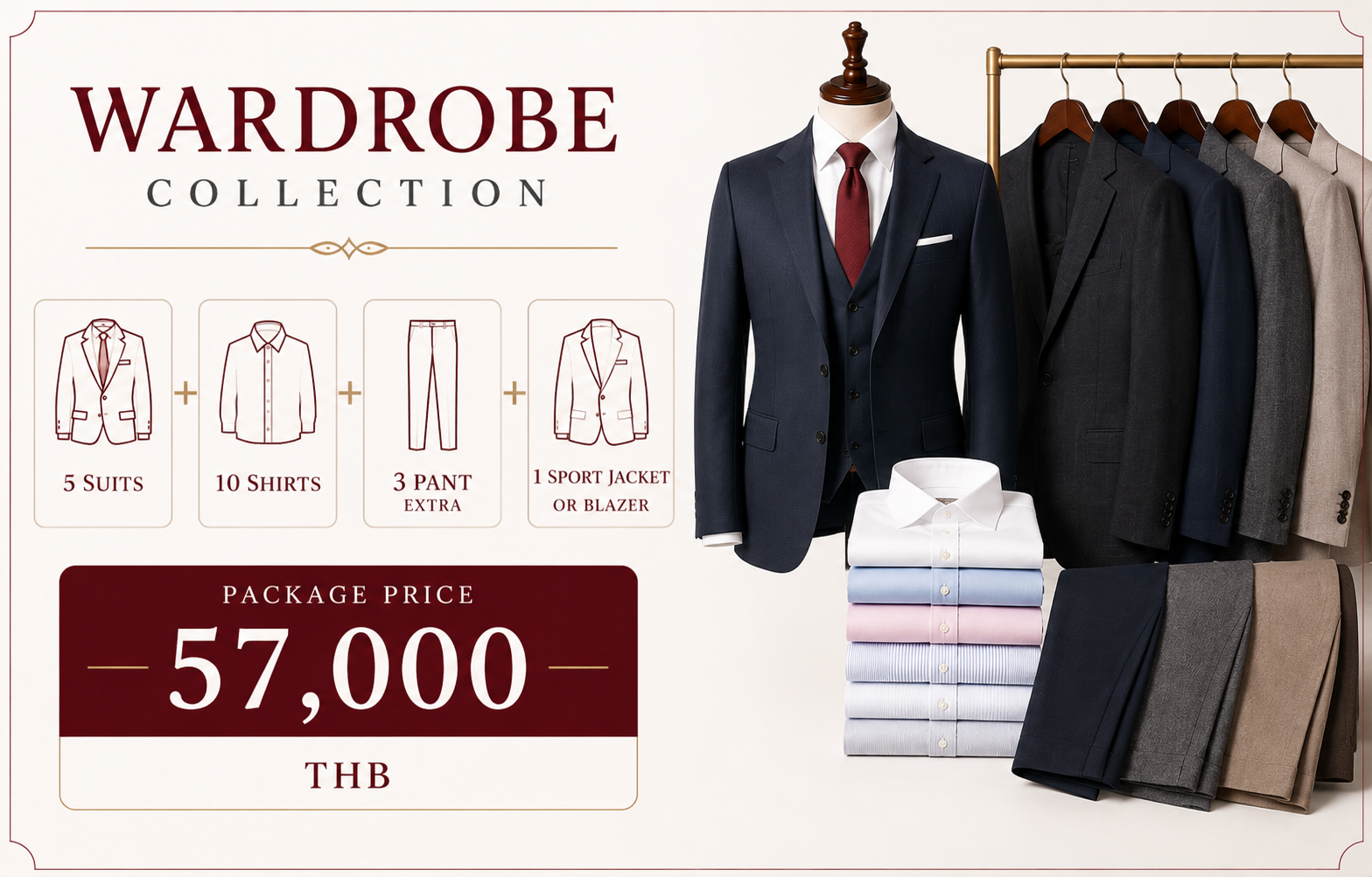 Wardrobe Collection — 5 suits, 10 shirts, 3 pants, 57,000 THB