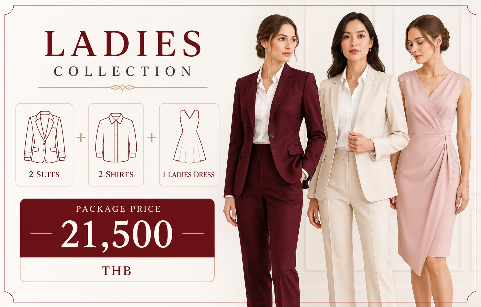 Ladies Collection — 2 suits, 2 shirts and 1 dress, 21,500 THB
