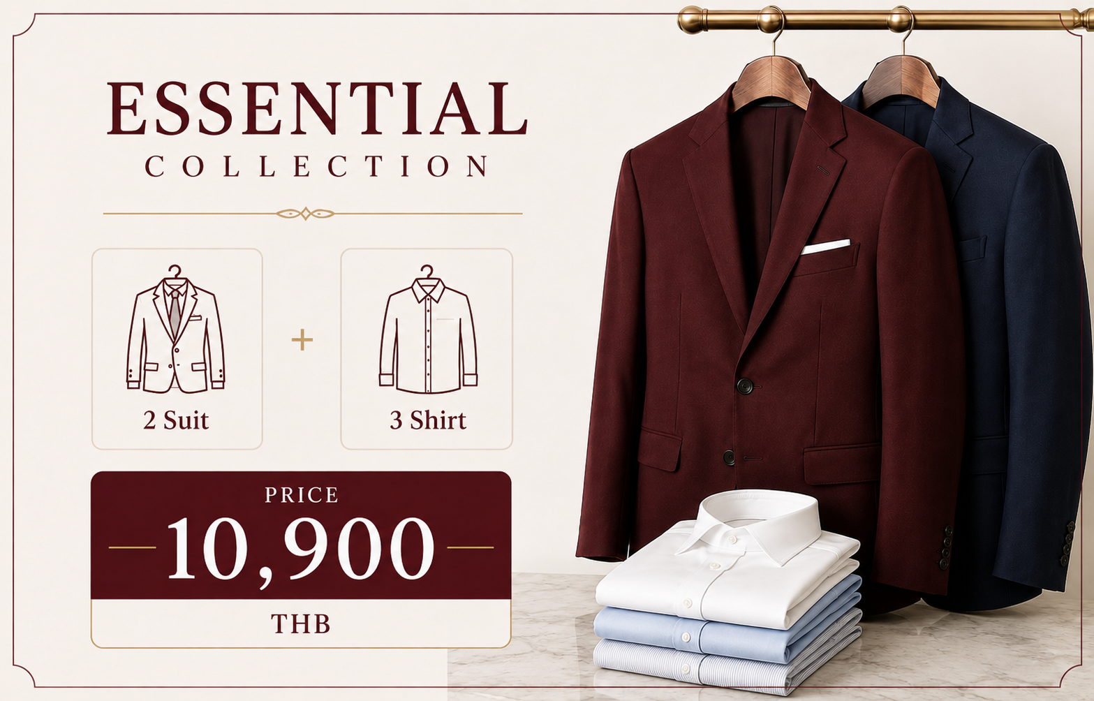 Essential Collection — 2 suits and 3 shirts, 10,900 THB
